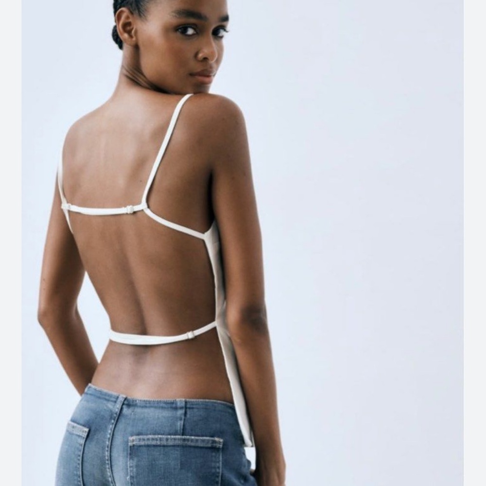 Zara Ivory Tie-Strap Blouse